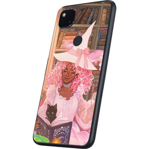 Pink Anime Witch Girls in Library with Cats by Ivy Dolamore Google Pixel 4a Skin
